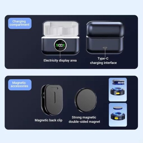 Microphone Lavalier Sans Fil – USB-C , avec Boîtier de Charge | Son Clair & Professionnel